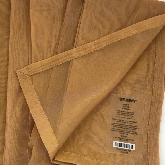 PIER 1 Napkins Sheer Gold Set of 8 - Picture 3 of 10